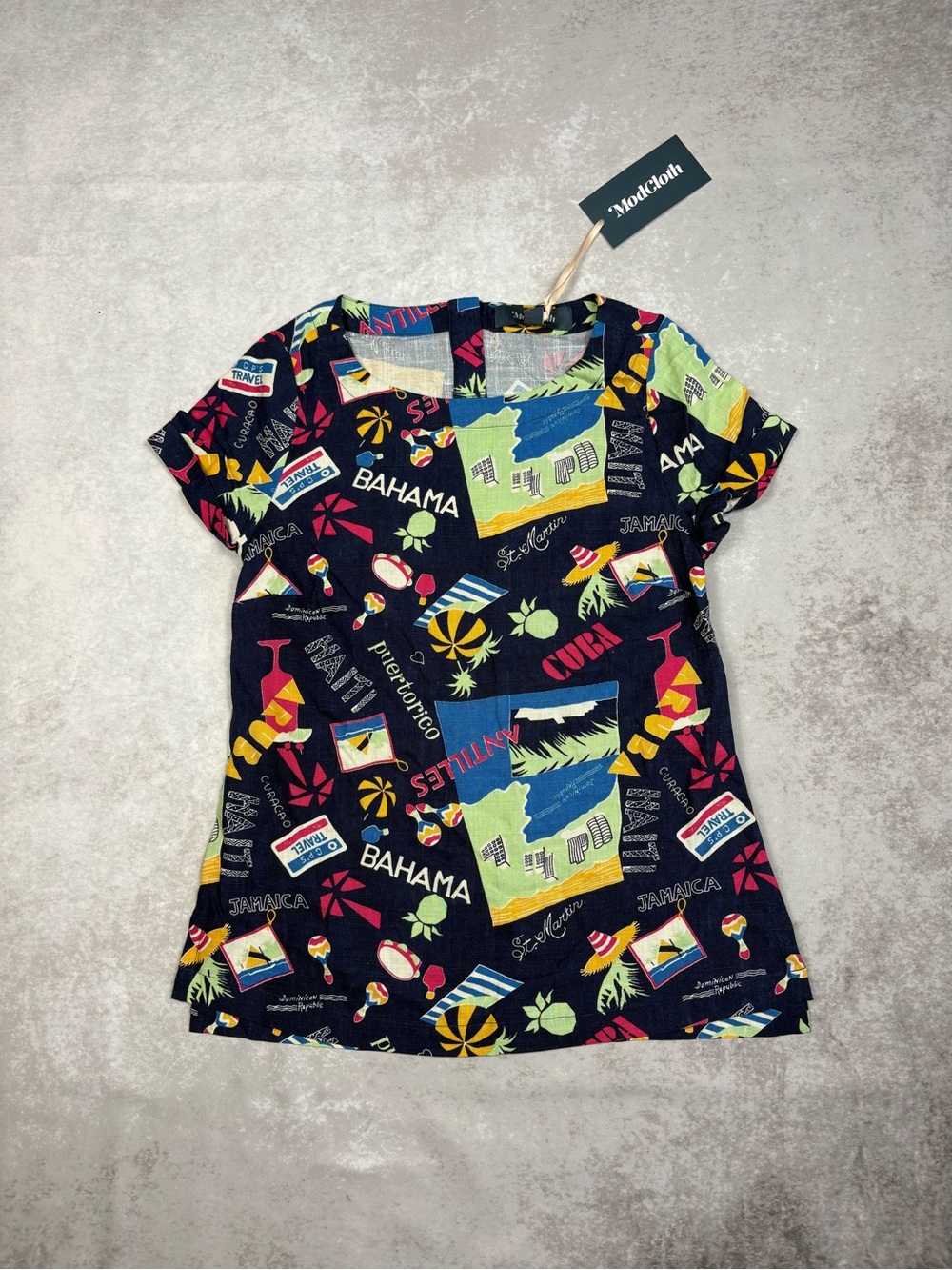 NWT ModCloth Caribbean Travel Print Top XXS